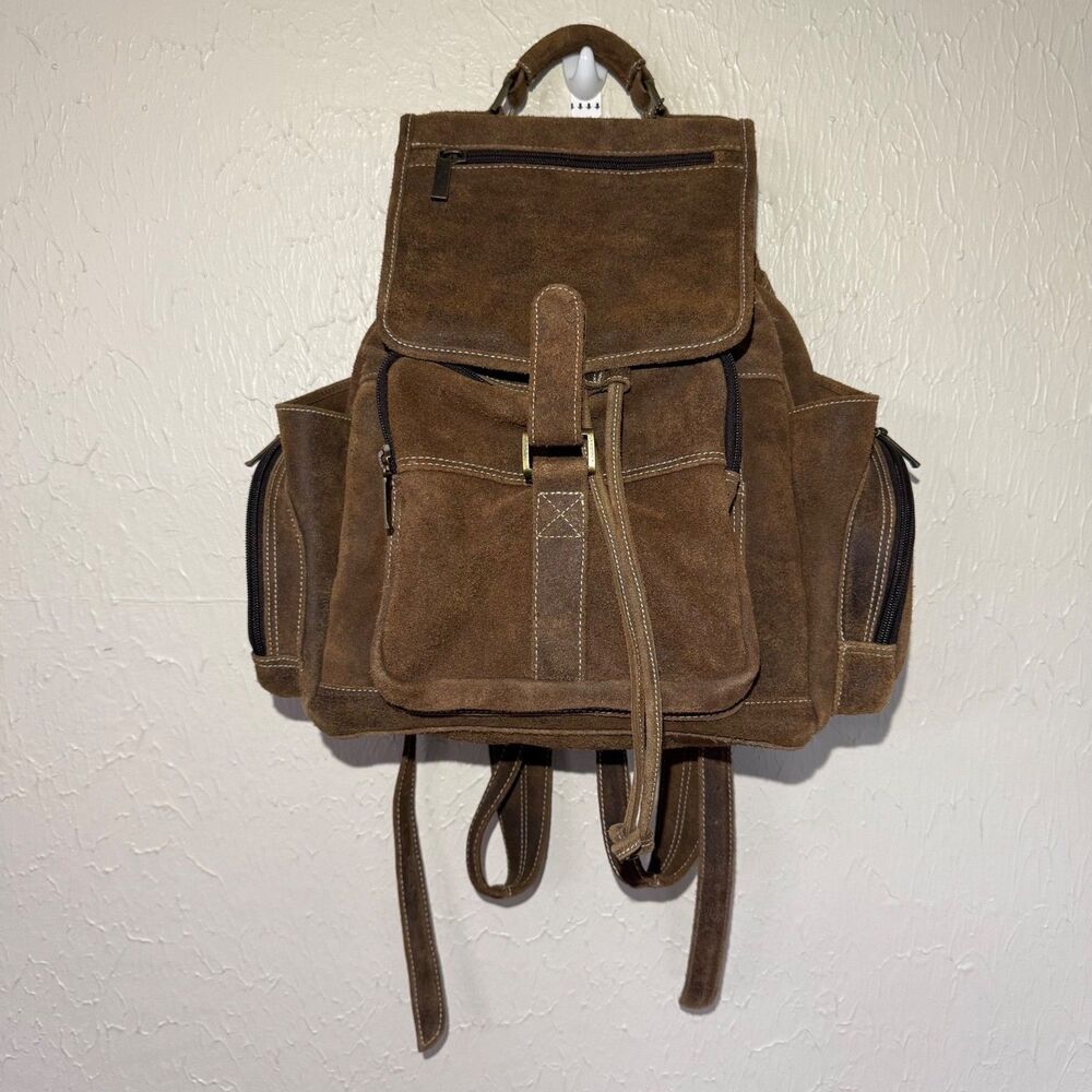 Claire Chase JEG Distressed Genuine Nubuck Brown Leather Urban City Backpack Bag